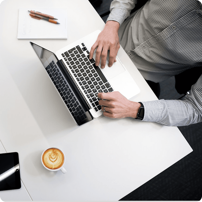 Professional working on laptop